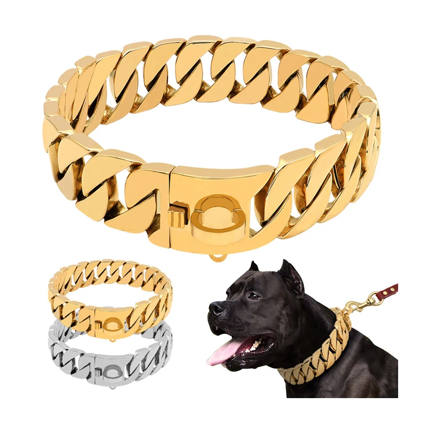 New Style 32mm Heavy Gold Silver Stainless Steel Bully Large Dog Chain Choker Collar
New Style 32mm Heavy Gold Silver Stainless Steel Bully Large Dog Chain Choker Collar
