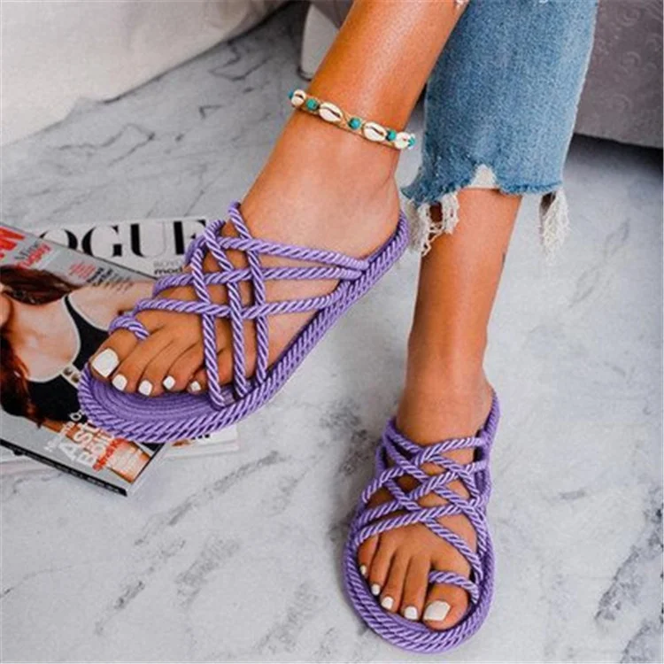 2021 Women Summer Rope Criss Cross Thick Bottom Slip On Ring Toe Sandals Ladies Beach Soft Casual Shoes, Blue,yellow,purple ,coffee
2021 Women Summer Rope Criss Cross Thick Bottom Slip On Ring Toe Sandals Ladies Beach Soft Casual Shoes, Blue,yellow,purple ,coffee