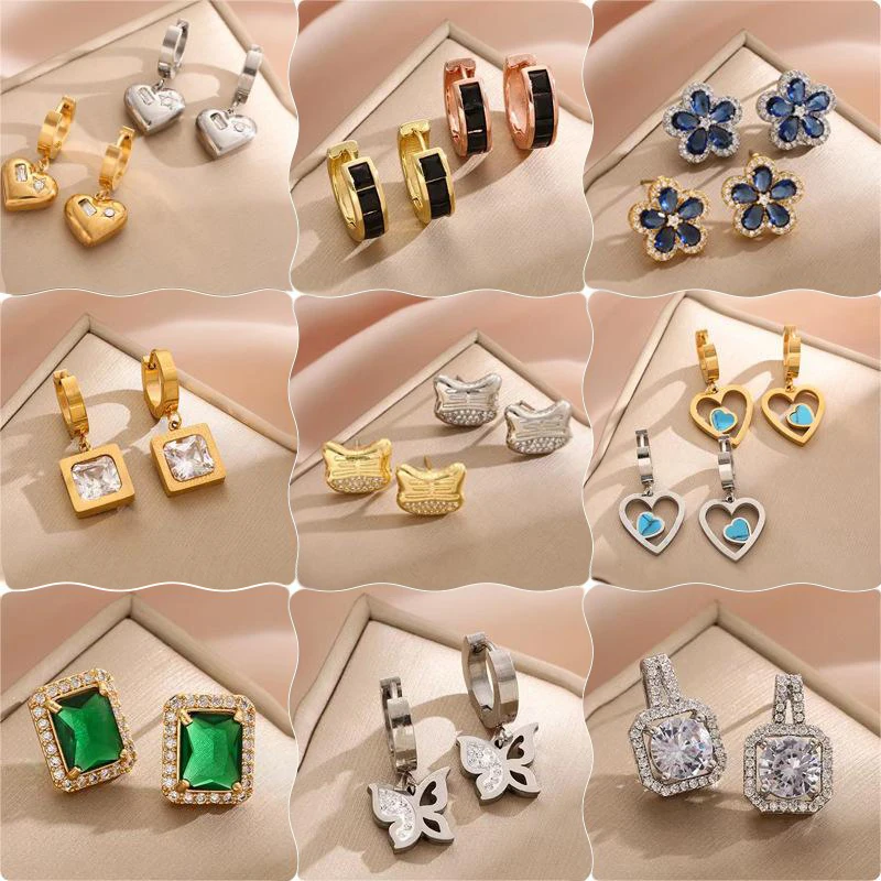 New Fashion Luxury Geometry Flower Zircon Stainless Steel Earrings with Hollow Butterfly Heart Luxury Diamond for Women Earrings
New Fashion Luxury Geometry Flower Zircon Stainless Steel Earrings with Hollow Butterfly Heart Luxury Diamond for Women Earrings
