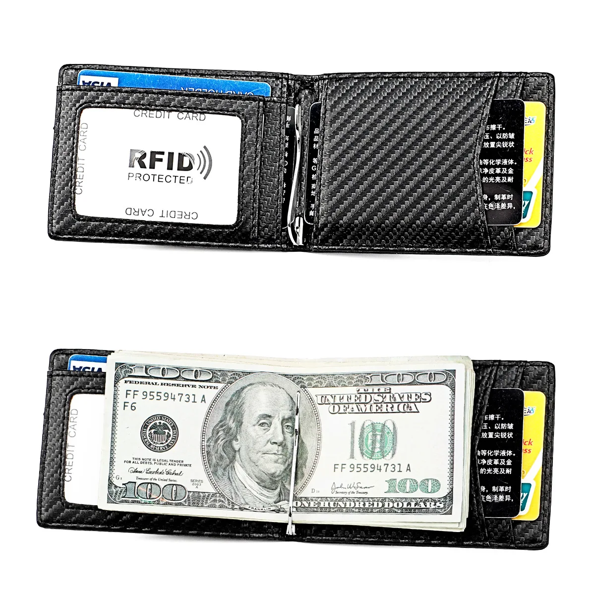 Fashion Luxury carbon fiber Leather Brand Billfold Men Wallets Slim Purse Money Clip Wallet, Black
Fashion Luxury carbon fiber Leather Brand Billfold Men Wallets Slim Purse Money Clip Wallet, Black