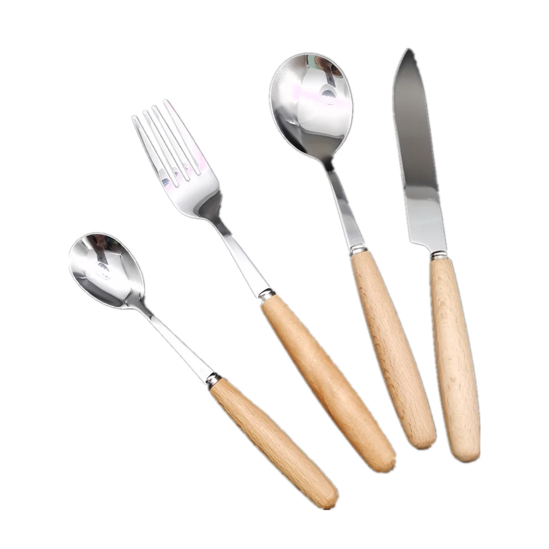 Modern classic Western-style tableware 24-piece set stainless steel wooden handle knife fork and spoon cutlery set
Modern classic Western-style tableware 24-piece set stainless steel wooden handle knife fork and spoon cutlery set