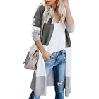 New Spring Autumn Outwear Coat Fashion Colorblock Casual Long Cardigan for Women