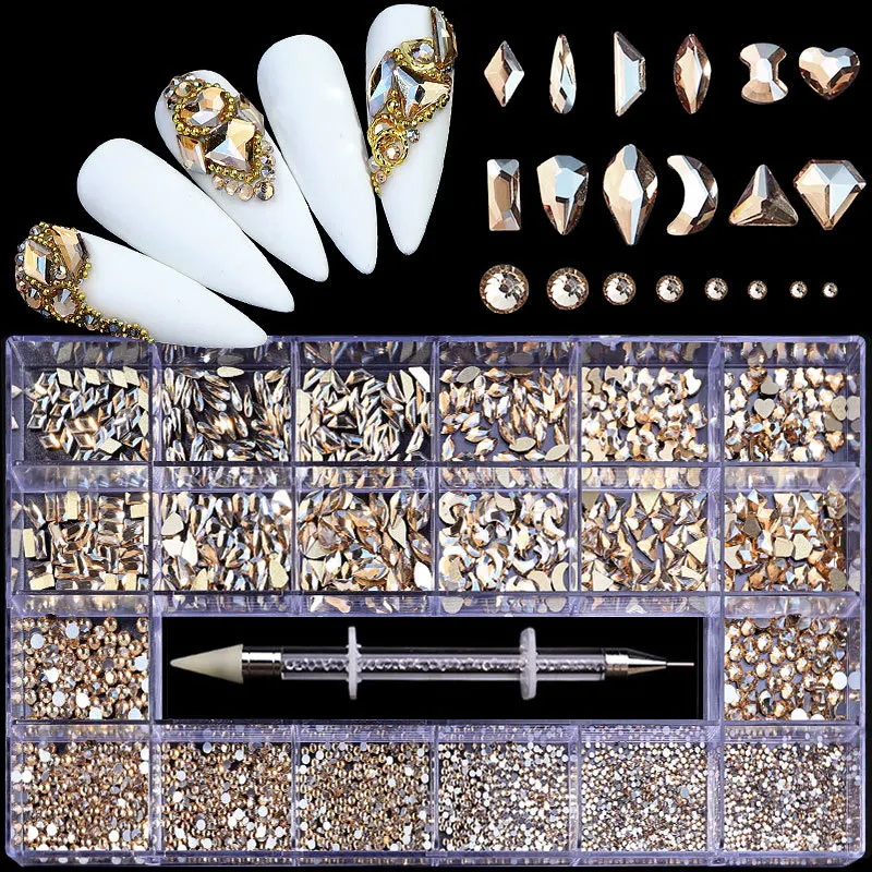 Nail Art Mix Shaped in box rhinestone Nail drill flat bottom glass shaped rhinestone DIY nail accessories set, As show
Nail Art Mix Shaped in box rhinestone Nail drill flat bottom glass shaped rhinestone DIY nail accessories set, As show