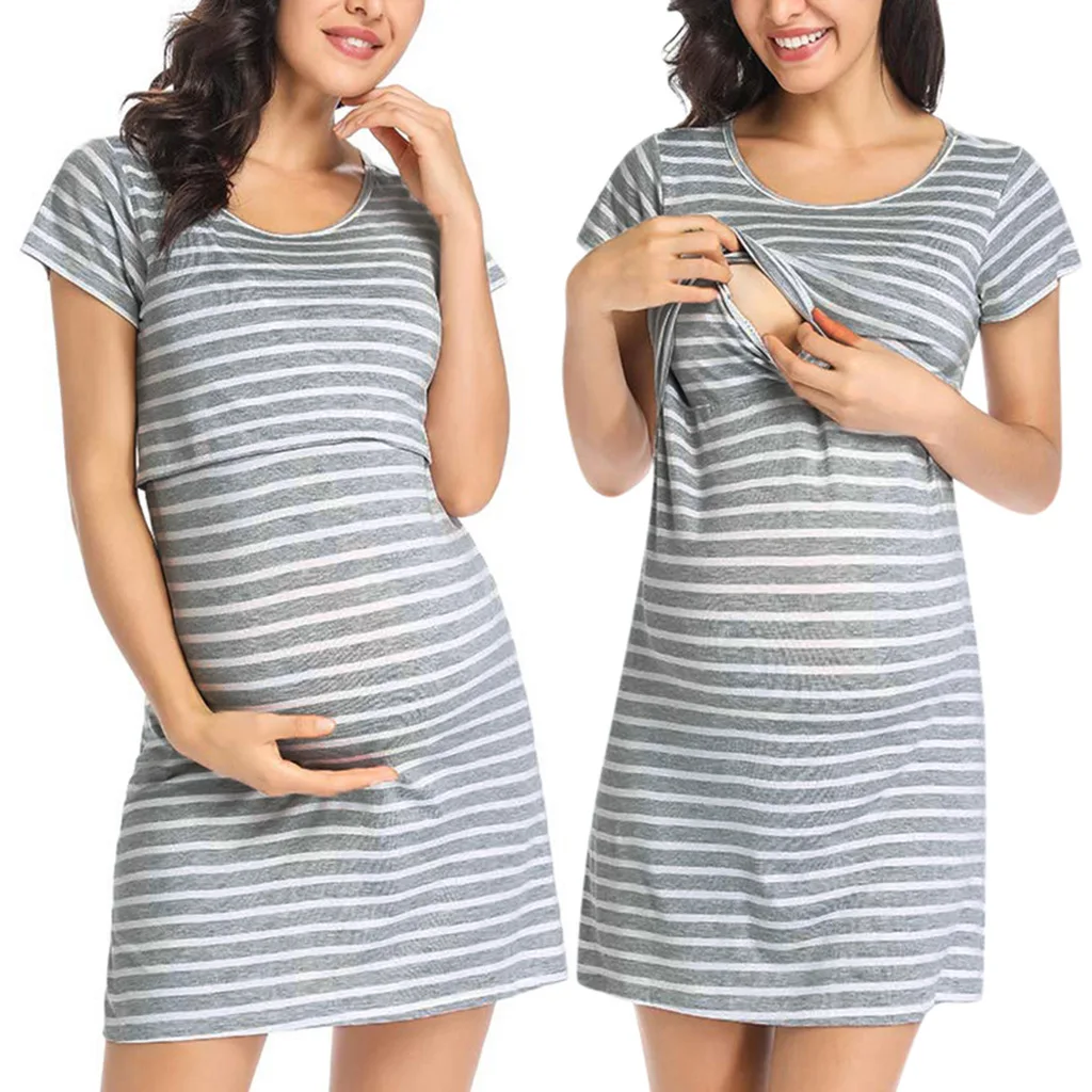 Maternity Dress Short Sleeve Breastfeeding Summer Cotton Lactation Dress for Pregnant Women, Striped
Maternity Dress Short Sleeve Breastfeeding Summer Cotton Lactation Dress for Pregnant Women, Striped