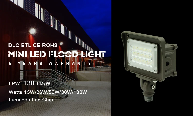 Popular portable new design 130lm/w high efficiency outdoor garden small led flood lights 15W/26W/50W with IP65