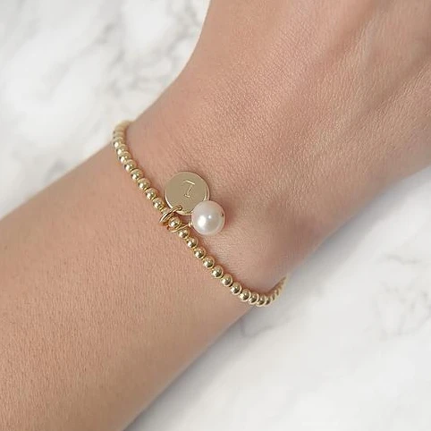 Handmade Custom Logo Ladies Engraved Round Gold Stainless Steel Beaded Pearl Charm Bracelet Women, Customized color
Handmade Custom Logo Ladies Engraved Round Gold Stainless Steel Beaded Pearl Charm Bracelet Women, Customized color