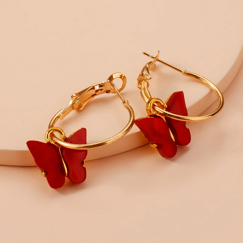 New Charming Acrylic Butterfly Hoop Earrings For Women Bijoux Jewelry Wholesale Christmas Gift
New Charming Acrylic Butterfly Hoop Earrings For Women Bijoux Jewelry Wholesale Christmas Gift