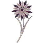 Classic pink and denim blue with Swarovski crystal crystals Sun flower brooch made in Austria