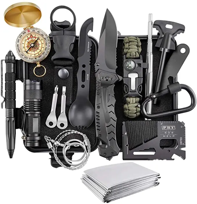 Outdoor camping emergency tactical equipment wilderness survival kit paracord survival kit, Black
Outdoor camping emergency tactical equipment wilderness survival kit paracord survival kit, Black