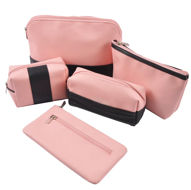 Cheap Promotional Elegant Women Pink Leather Travel Makeup Bag 5pcs Set Pouch Organizer Wash Kit Cosmetic Bag, As picture
Cheap Promotional Elegant Women Pink Leather Travel Makeup Bag 5pcs Set Pouch Organizer Wash Kit Cosmetic Bag, As picture