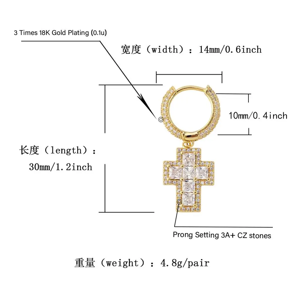 Hip-hop Rock Jewelry for Men and Women Frozen Miniature Zircon Cross-pendant Earrings
Hip-hop Rock Jewelry for Men and Women Frozen Miniature Zircon Cross-pendant Earrings