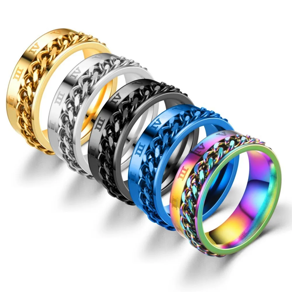 Fashion Multicolor Stainless Steel Anxiety Fidget Corkscrew Ring Friend Jewelry Gifts Rotatable Chain Link Mens Ring
Fashion Multicolor Stainless Steel Anxiety Fidget Corkscrew Ring Friend Jewelry Gifts Rotatable Chain Link Mens Ring