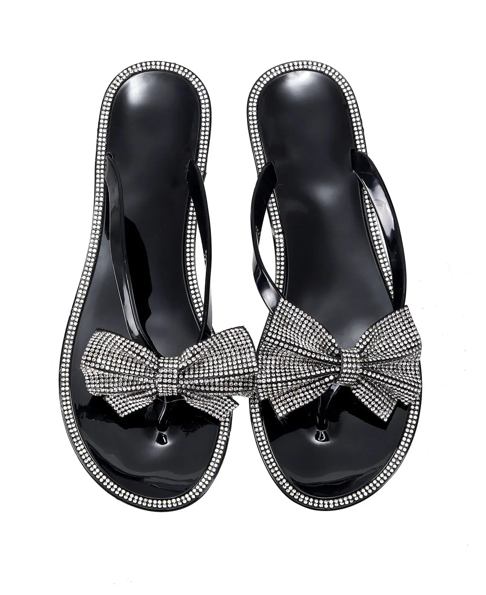 Chic Bow Fattie Eye-catching Shiny Bling Rhinestone Thongs Slippers with Full Layer of Glitter for Ladies, As the picture or customized
Chic Bow Fattie Eye-catching Shiny Bling Rhinestone Thongs Slippers with Full Layer of Glitter for Ladies, As the picture or customized