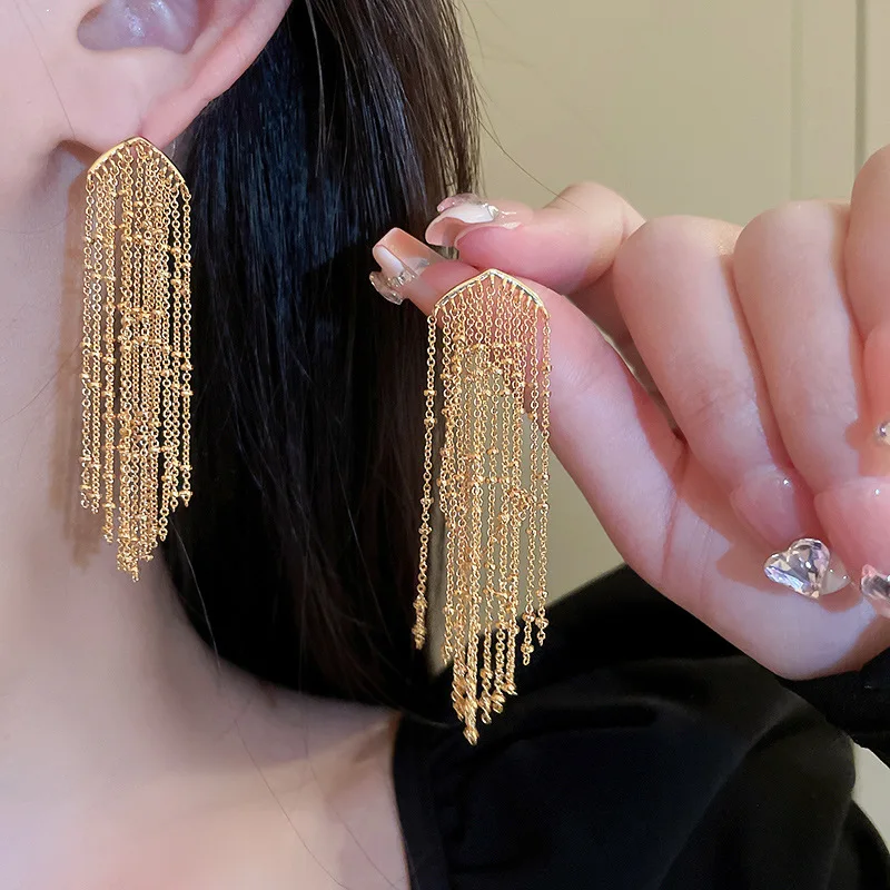 Vintage Elegant S925 Silver Needle Earrings Long Earrings Gold Plated Tassel Earrings For Women
Vintage Elegant S925 Silver Needle Earrings Long Earrings Gold Plated Tassel Earrings For Women