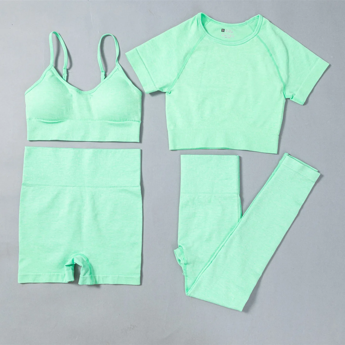 New 8 Colors Seamless Short Sleeve Gym Shorts Sport Yoga Bra Fitness Leggings 4-pcs ActiveWear Set, Purple green grey blue white orange
New 8 Colors Seamless Short Sleeve Gym Shorts Sport Yoga Bra Fitness Leggings 4-pcs ActiveWear Set, Purple green grey blue white orange