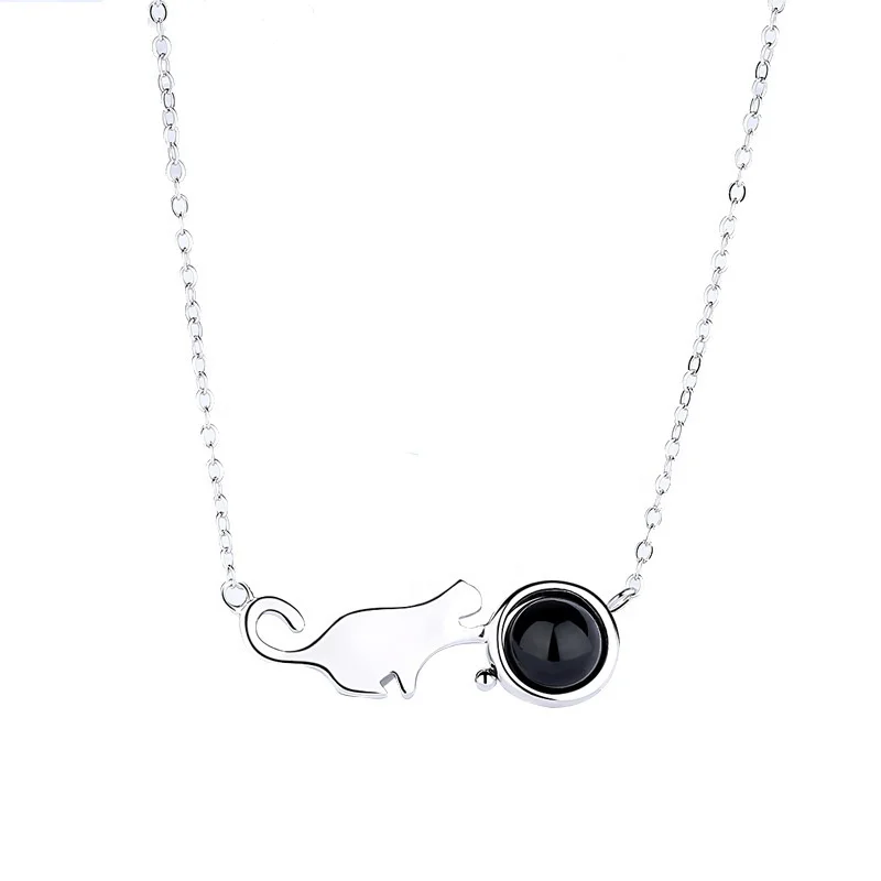 Lovely Cat Pendant Jewelry Low Price China Goods Black Agate 925 Sterling Silver Cat Necklace
Lovely Cat Pendant Jewelry Low Price China Goods Black Agate 925 Sterling Silver Cat Necklace