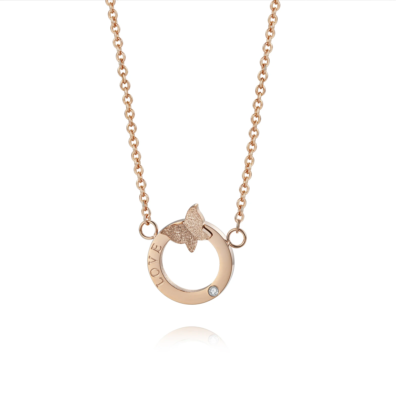 Fashion Jewelry 2021 Rose Gold Plated Stainless Steel Butterfly Necklace Charms 0.005CT Diamond Necklace, Rose gold/custom color
Fashion Jewelry 2021 Rose Gold Plated Stainless Steel Butterfly Necklace Charms 0.005CT Diamond Necklace, Rose gold/custom color