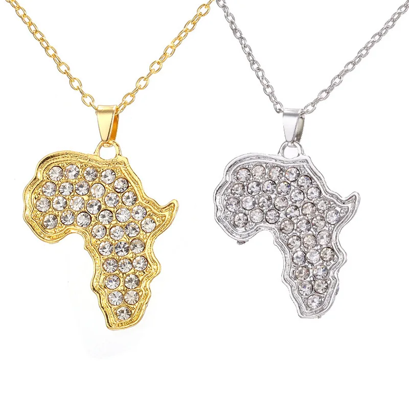 Hips Hop Men Silver Gold Rhinestone African Map Pendant Necklace Crystal Africa Map Necklace
Hips Hop Men Silver Gold Rhinestone African Map Pendant Necklace Crystal Africa Map Necklace
