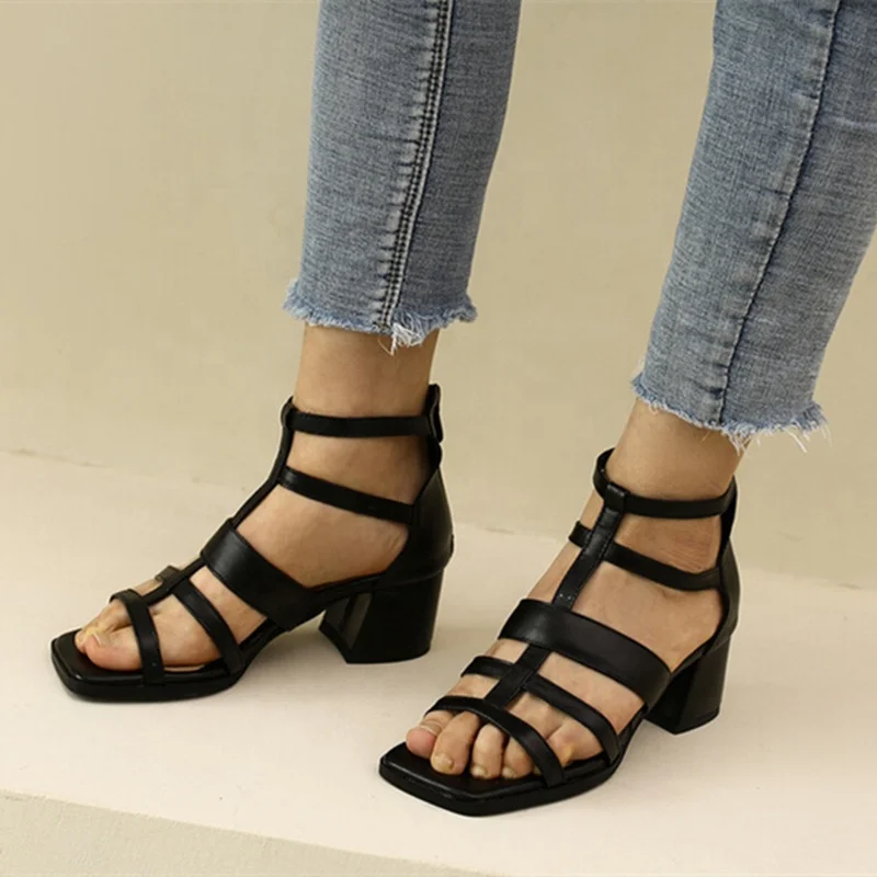 Korean Style Big Size Women Shoes Med Square Heel Ankle Strap Sandals for Women Back Zipper Square Toe High Heels
Korean Style Big Size Women Shoes Med Square Heel Ankle Strap Sandals for Women Back Zipper Square Toe High Heels