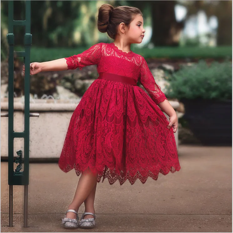 Red Kids Dresses For Girls Flower Lace Tulle Dress Wedding Little Girl Ceremony Party Birthday Dress Children Autumn Clothin
Red Kids Dresses For Girls Flower Lace Tulle Dress Wedding Little Girl Ceremony Party Birthday Dress Children Autumn Clothin