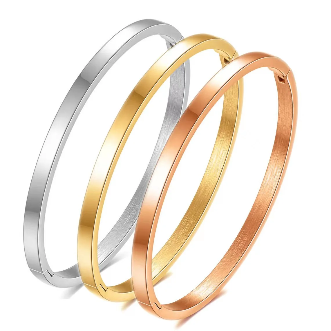 High Quality Women Stainless Steel 4mm Width Gold Plated Plain Bracelet&Bangle Jewelry Can Make Logo
High Quality Women Stainless Steel 4mm Width Gold Plated Plain Bracelet&Bangle Jewelry Can Make Logo
