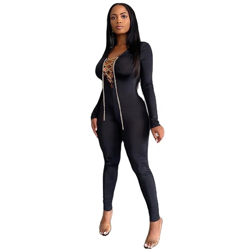 2021NEW design Fashion V-Neck Chian Strap Bandage Hollow Tight Long Sleeve Sexy Skinny Bodycon Romper Jumpsuit for Women
2021NEW design Fashion V-Neck Chian Strap Bandage Hollow Tight Long Sleeve Sexy Skinny Bodycon Romper Jumpsuit for Women