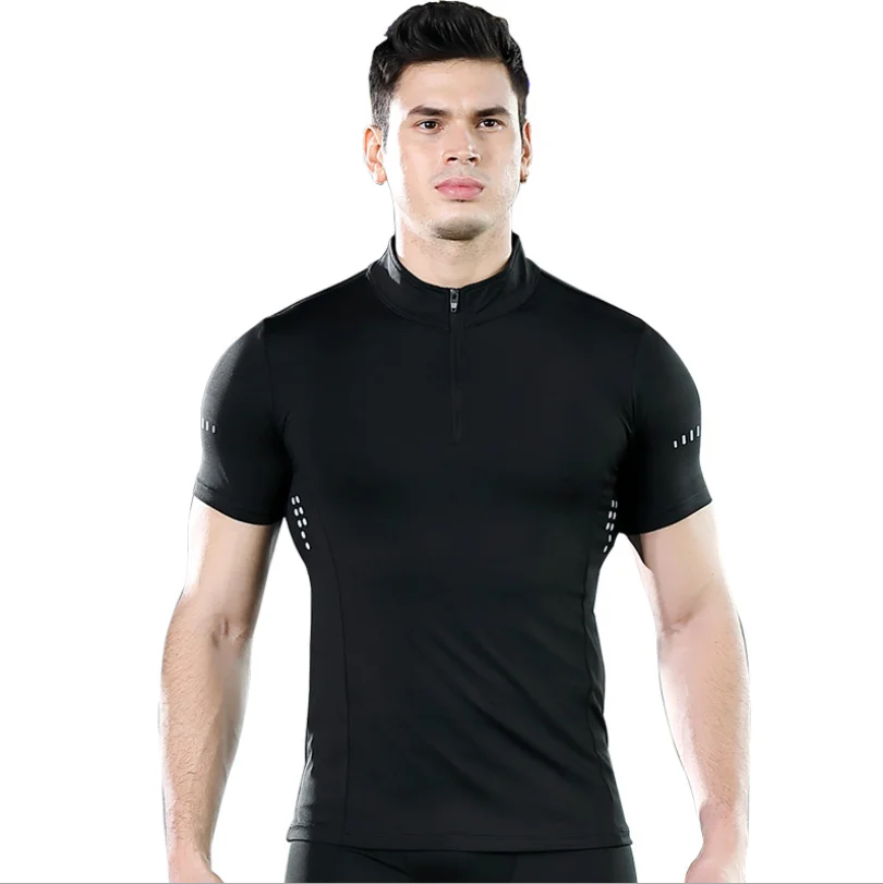 Quick drying sports t-shirt men's high neck zipper short sleeve men sportswear tracksuit
Quick drying sports t-shirt men's high neck zipper short sleeve men sportswear tracksuit