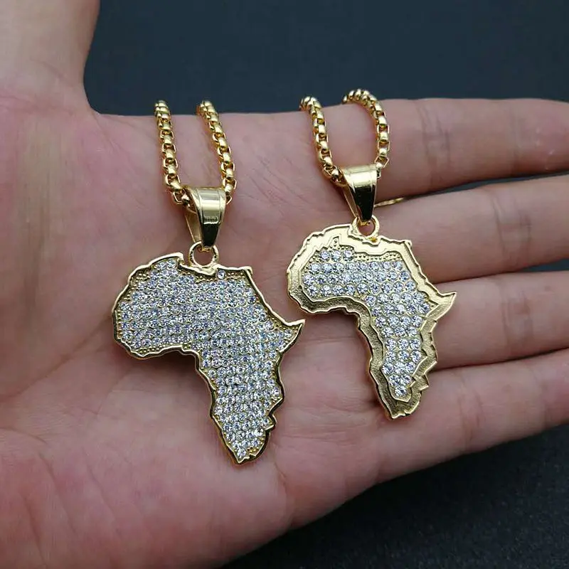 Mens Gold Plated Hip hop Jewelry Crystal Rhinestone Stainless Steel Pendant African Map Necklace, As pic
Mens Gold Plated Hip hop Jewelry Crystal Rhinestone Stainless Steel Pendant African Map Necklace, As pic