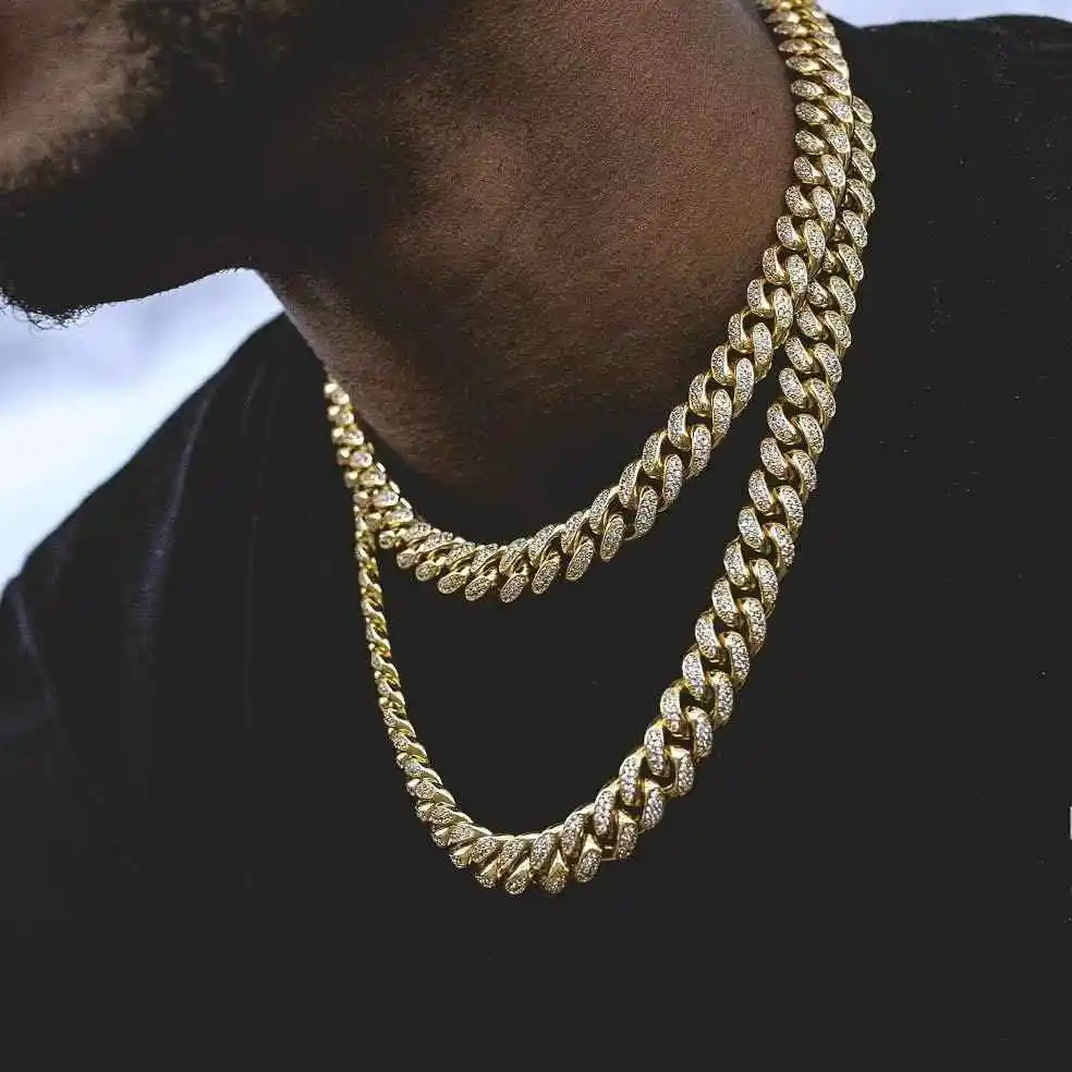 Fashion Mens Diamond Stainless Steel Jewelry Cubic Zirconia Bling Gold Plated Cuban Link Chain Necklace, Picture shows
Fashion Mens Diamond Stainless Steel Jewelry Cubic Zirconia Bling Gold Plated Cuban Link Chain Necklace, Picture shows