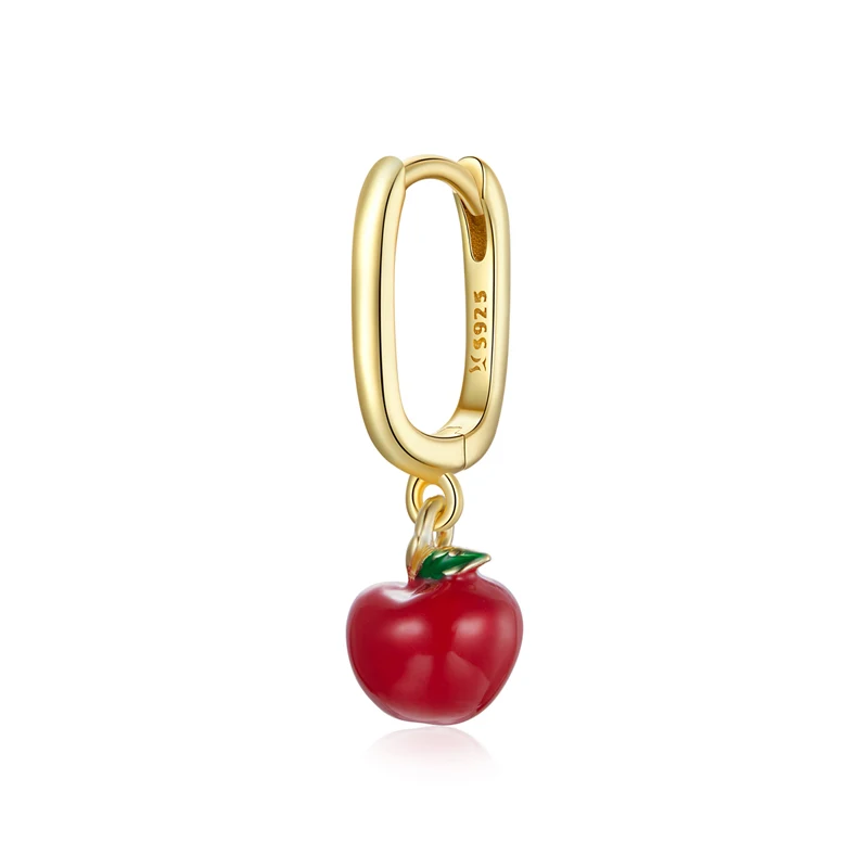 Fashion ear hoop red apple pendant fruit shape dangles design sterling silver S925 huggies earrings for girls
Fashion ear hoop red apple pendant fruit shape dangles design sterling silver S925 huggies earrings for girls