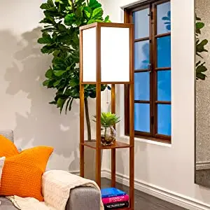 Modern LED Shelf Floor Lamp for living room Combo Narrow Side Table with Standing Accent Light