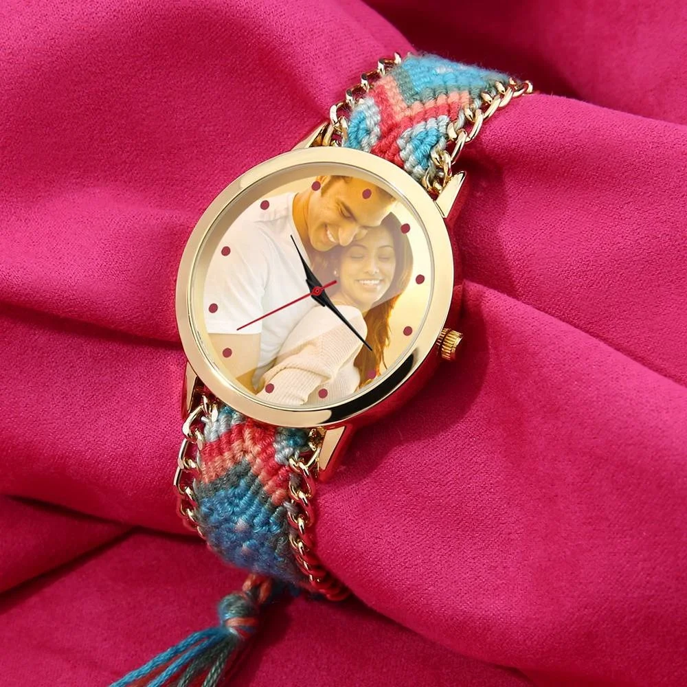 Custom Photo Women's Watches Braided Colorful Rope Strap Brand Luxury Fashion Ladies Wrist Watch
Custom Photo Women's Watches Braided Colorful Rope Strap Brand Luxury Fashion Ladies Wrist Watch