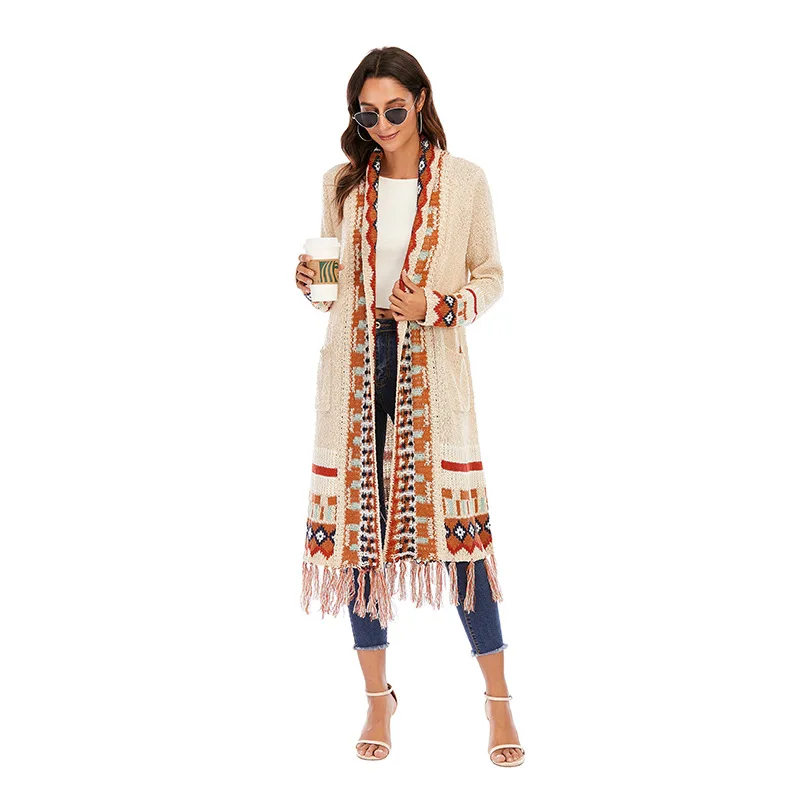 New Ethnic Style Retro Tassels Cardigan Top Loose Long-sleeved Bohemian Ladies Sweater
New Ethnic Style Retro Tassels Cardigan Top Loose Long-sleeved Bohemian Ladies Sweater