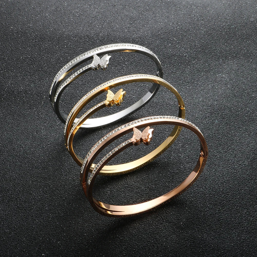 Pattern Butterfly Cubic Zirconia Adjustable Cuff Bracelets Rose Gold Stainless Steel Bangle for Women and Men Fashion Jewelry, Gold/silver/rose gold
Pattern Butterfly Cubic Zirconia Adjustable Cuff Bracelets Rose Gold Stainless Steel Bangle for Women and Men Fashion Jewelry, Gold/silver/rose gold
