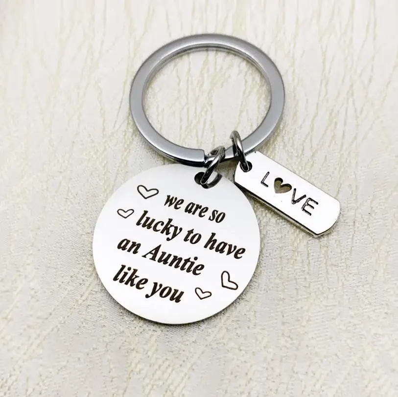 

we are so lucky to have an Auntie like you keychain stainless steel keychain