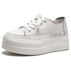 2019 Flat Casual Shoes Genuine Leather Ladies Fancy Sneakers High Platform Women White Sneakers