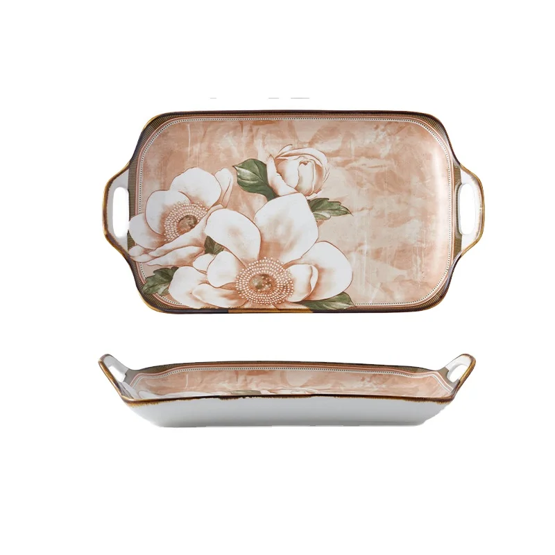 Custom High Quality Camellia Rectangular Plate Dessert Ceramic Decorative Plates Art
Custom High Quality Camellia Rectangular Plate Dessert Ceramic Decorative Plates Art