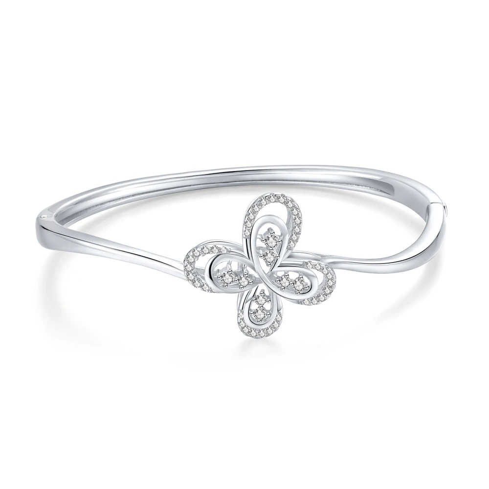 Fashion 925 Sterling Silver Gold Plated Diamond Butterfly Shaped Bracelet For Women, White 
Fashion 925 Sterling Silver Gold Plated Diamond Butterfly Shaped Bracelet For Women, White