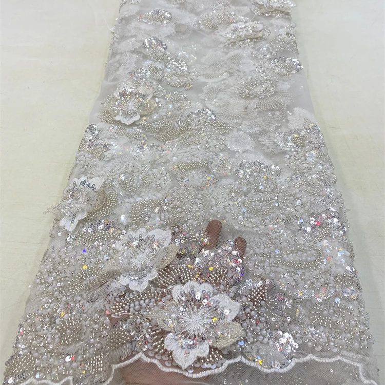 Luxury White Bridal Lace Fabric With Sequins Embroidery Flower Beaded Lace Fabric Net Tulle Wedding Fabrics
Luxury White Bridal Lace Fabric With Sequins Embroidery Flower Beaded Lace Fabric Net Tulle Wedding Fabrics