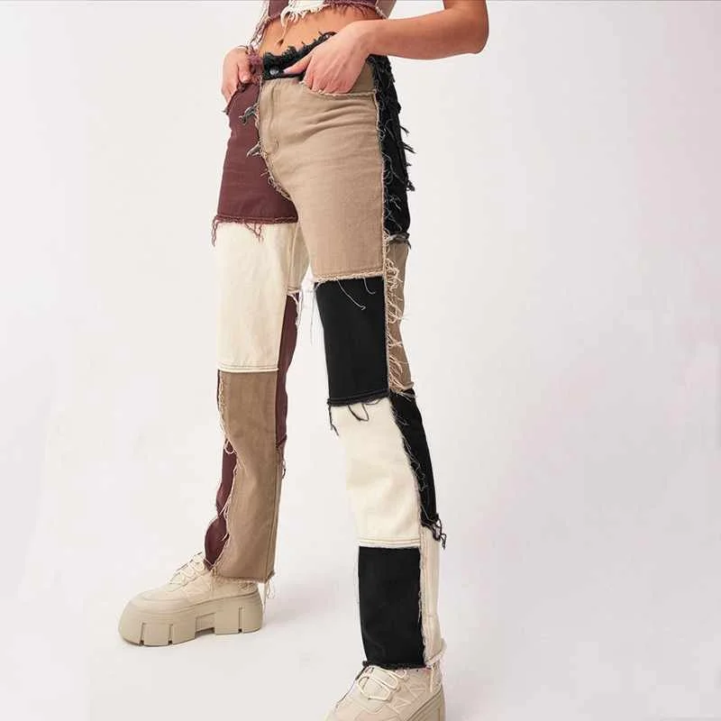 Trendy Spring And Autumn High-rise Dark Black Brown Stitching Straight Jeans, Picture color
Trendy Spring And Autumn High-rise Dark Black Brown Stitching Straight Jeans, Picture color