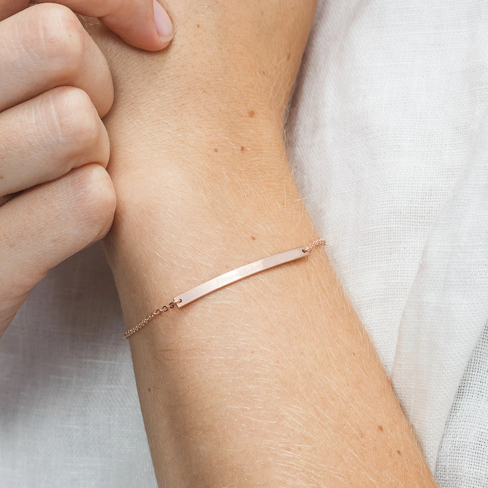 BUREI Minimalist Blank Bar Private Custom Logo Name Women's Stainless Steel Bracelet, Gold /silver/ rose gold
BUREI Minimalist Blank Bar Private Custom Logo Name Women's Stainless Steel Bracelet, Gold /silver/ rose gold