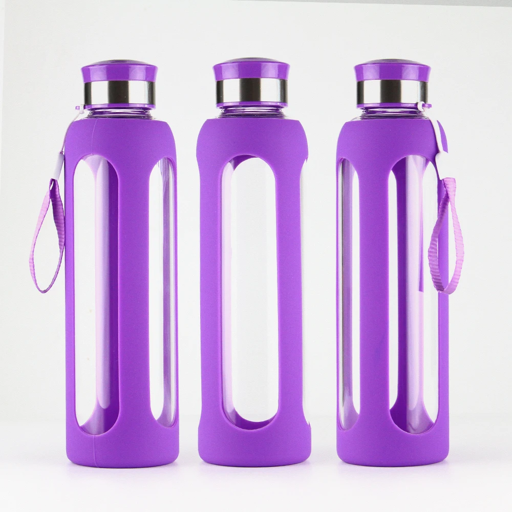 High borosilicate colorful and portable single wall glass water bottle with silicon sleeve customized glass bottle water, Customized color
High borosilicate colorful and portable single wall glass water bottle with silicon sleeve customized glass bottle water, Customized color