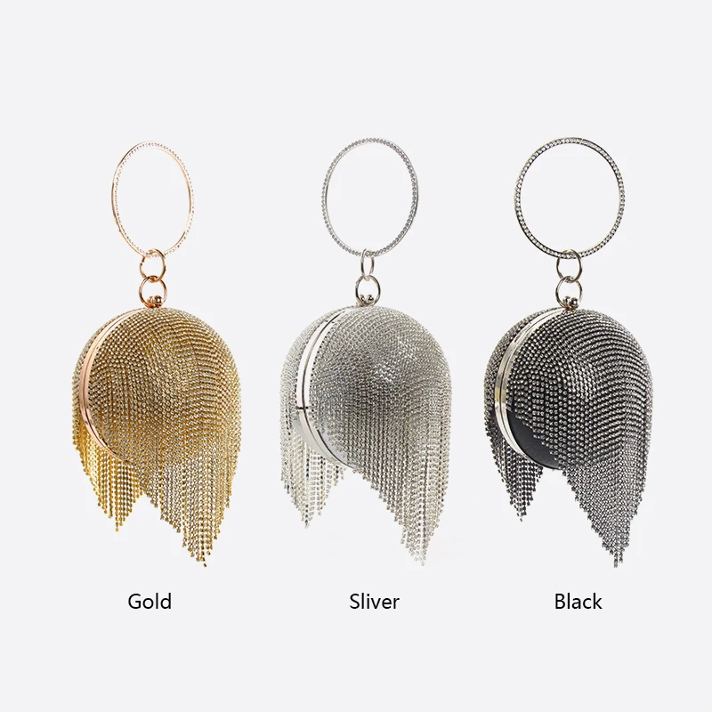 15 Years Factory Supply Women Evening Bag Sliver Diamond Ball Shape Purse Tassel Clutch Bag
15 Years Factory Supply Women Evening Bag Sliver Diamond Ball Shape Purse Tassel Clutch Bag