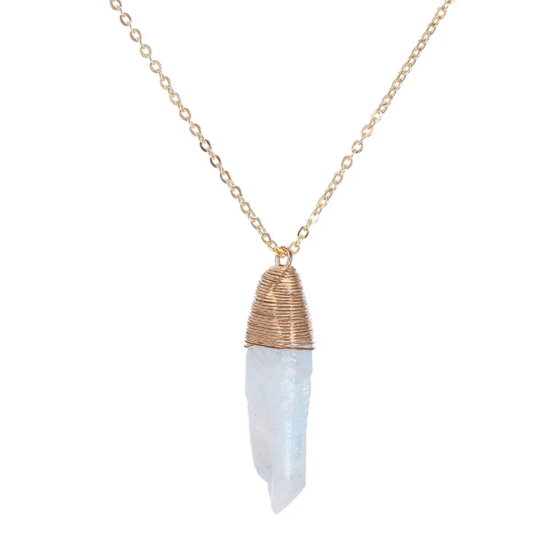 Hot Sale Women Men Jewelry Colorful Quartz Necklaces Gold Plated Natural Stone Bullet Shape Pendant Necklace
Hot Sale Women Men Jewelry Colorful Quartz Necklaces Gold Plated Natural Stone Bullet Shape Pendant Necklace