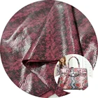Animal patterns snakeskin print shoes oem faux leather fabric polyester fabric price