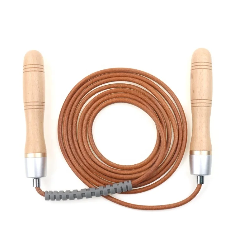 Power High Quality Custom Logo Fitness Training Handle Adjustable cardio Leather Indoor Manufacturer Wood Bearing Skip Jump Rope, Burlywood 
Power High Quality Custom Logo Fitness Training Handle Adjustable cardio Leather Indoor Manufacturer Wood Bearing Skip Jump Rope, Burlywood
