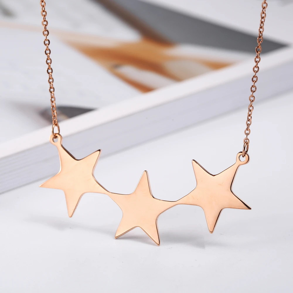 Stainless Steel Simple Star Series Pentagram Ladies Clavicle Chain Triple Star Pendant Necklace
Stainless Steel Simple Star Series Pentagram Ladies Clavicle Chain Triple Star Pendant Necklace