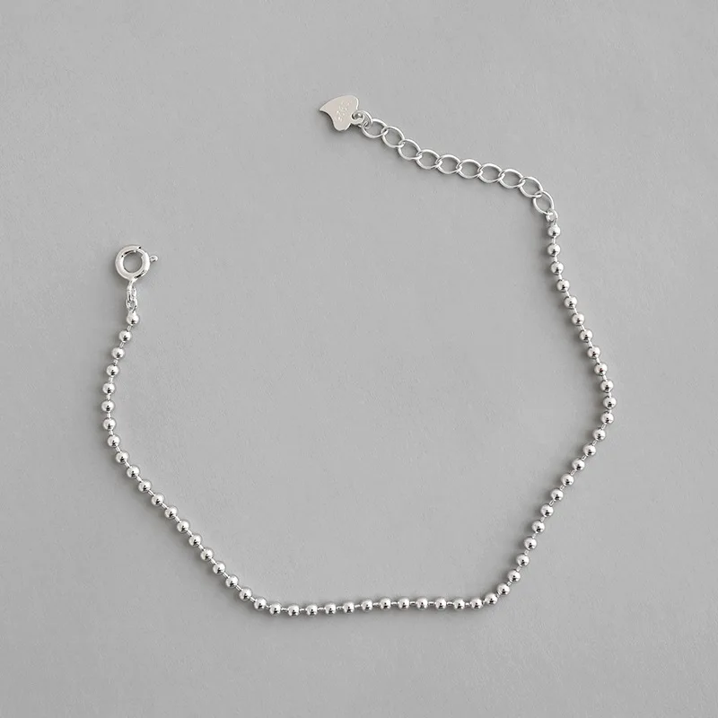 Korean pure silver jewelry 2mm simple sterling silver round bead bracelet 925 sterling silver bracelet with extension chain
Korean pure silver jewelry 2mm simple sterling silver round bead bracelet 925 sterling silver bracelet with extension chain