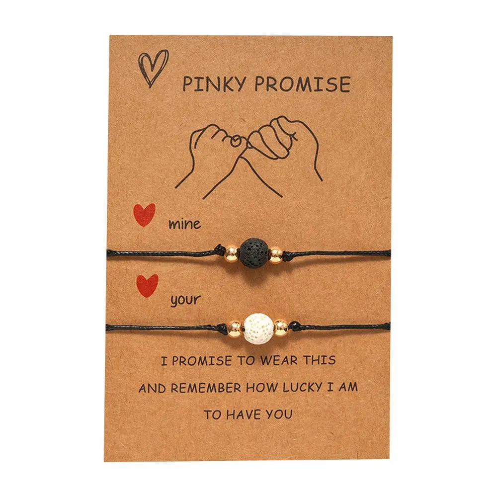 Hot design Pinky Promise Bracelet Essential Oil Black And White Lava Stone Couple Bracelet With Card, Same as picture
Hot design Pinky Promise Bracelet Essential Oil Black And White Lava Stone Couple Bracelet With Card, Same as picture
