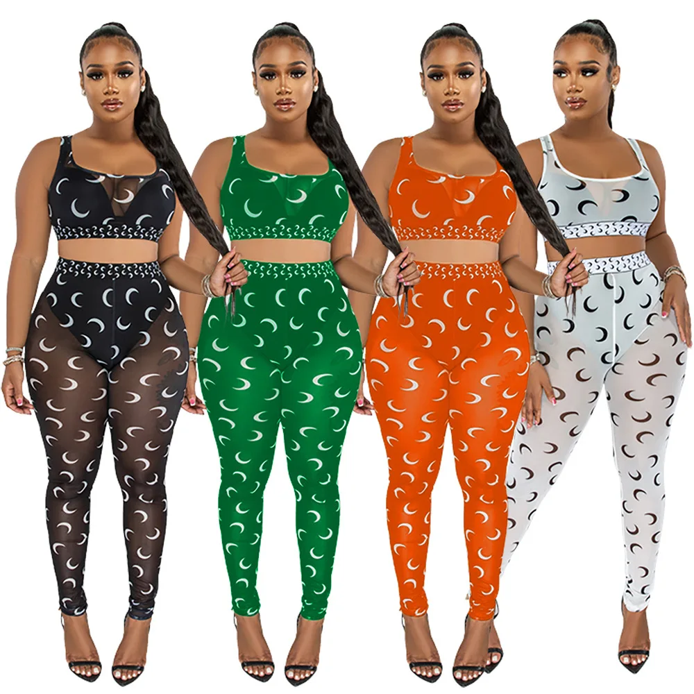 Wholesale sexy outfits women clothing trendy moon print crop top two piece pants set
Wholesale sexy outfits women clothing trendy moon print crop top two piece pants set